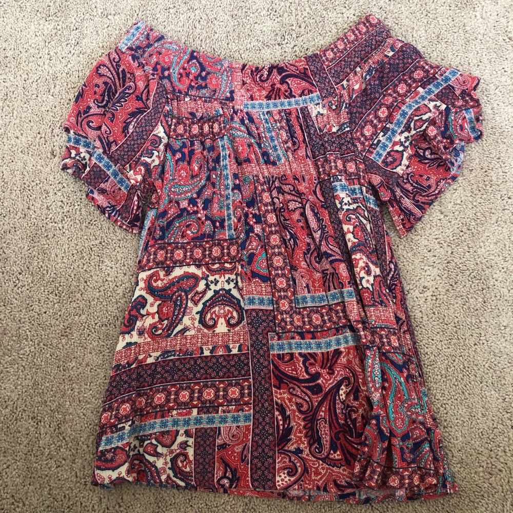 Patterned off the shoulder blouse